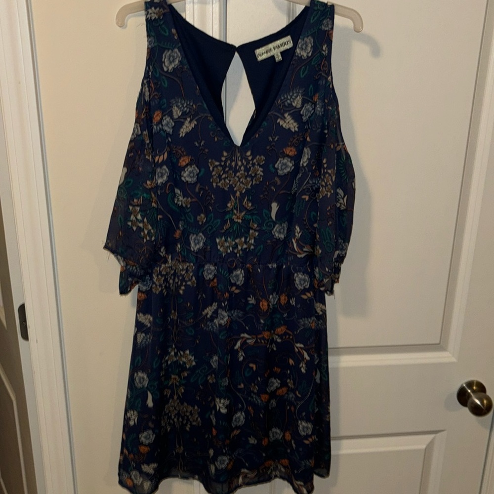 Blue Print cold shoulder dress